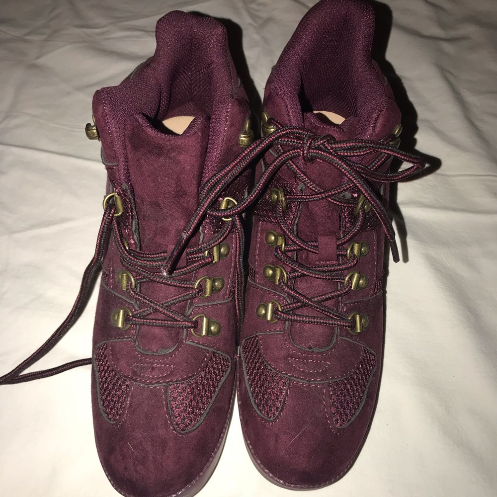 Maroon Wedge Sneakers